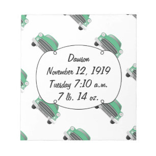 Boys Room Classic Car Gifts Sweet Green Retro Car Notepad