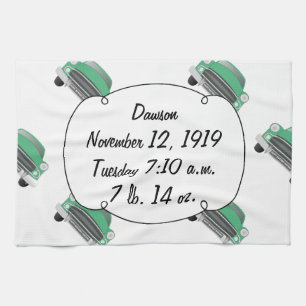 Boys Room Classic Car Gifts Sweet Green Retro Car Tea Towel