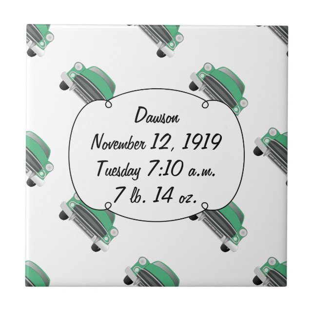 Boys Room Classic Car Gifts Sweet Green Retro Car Tile (Front)