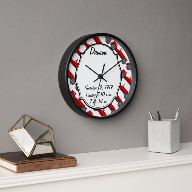 Boys Room Classic Car Gifts Sweet red Retro Car Clock (Office)