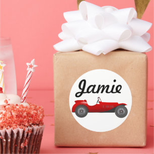 Boys Room Classic Car Gifts Sweet red Retro Car Round Sticker