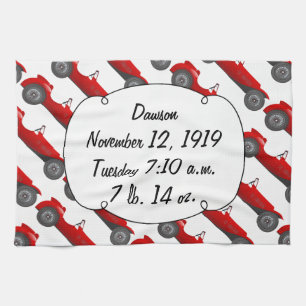 Boys Room Classic Car Gifts Sweet red Retro Car Tea Towel