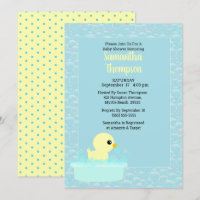 Boys Rubber Ducky Baby Shower Invitations