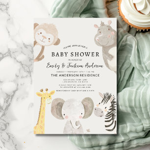Boys Safari Animals Couples Baby Shower Invitation