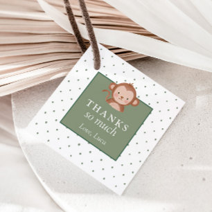 Boys' Safari Jungle Monkey Green Birthday Favour Tags