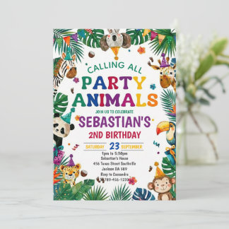Boys Safari Two Wild Birthday Invitation