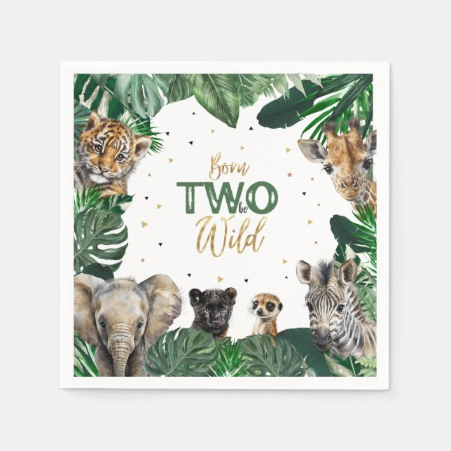 Boys Safari Two Wild Birthday Napkin (Front)