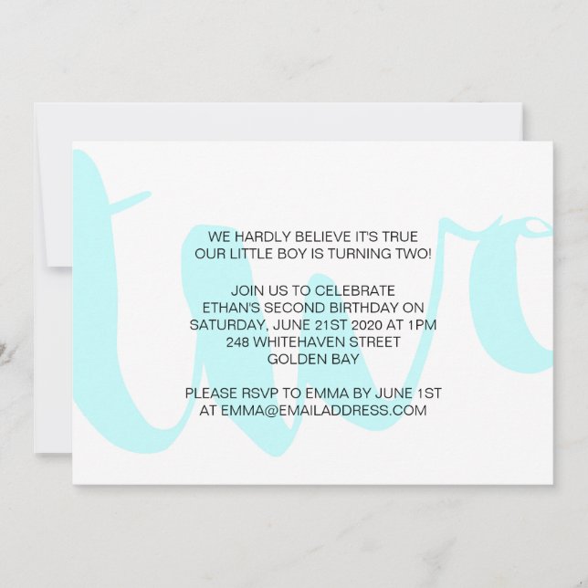 Boys Second Birthday Invitation (Front)