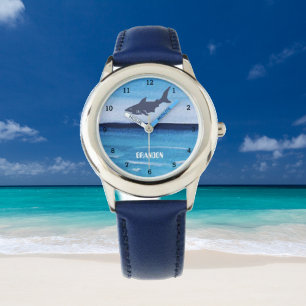 Boys Shark Ocean Fish Cute Modern Blue Kids  Watch