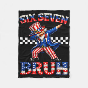Boys Six Seven Meme Uncle Sam 67 4th Of July Kids  Fleece Blanket