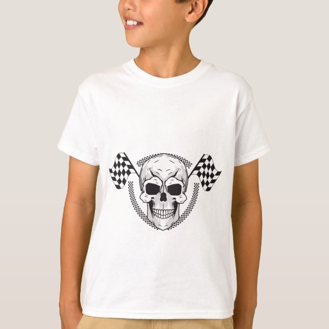 Boys’ Skull Racing Flag T-Shirt (Front)