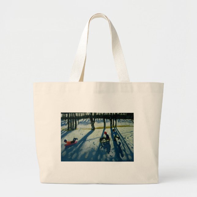 Boys Sledging Allestree Park Derby Large Tote Bag (Front)