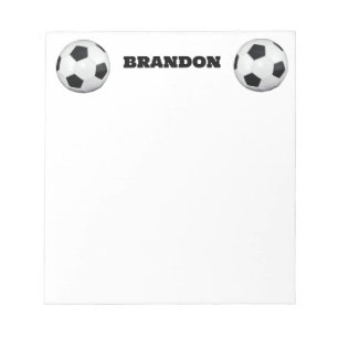 Boys Soccer Ball Black Stylish Custom Name Kids Notepad
