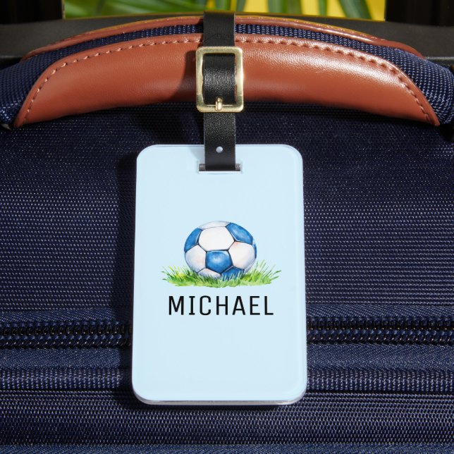 Boys Soccer Ball Sports Bag Luggage Tag (Front Insitu 2)