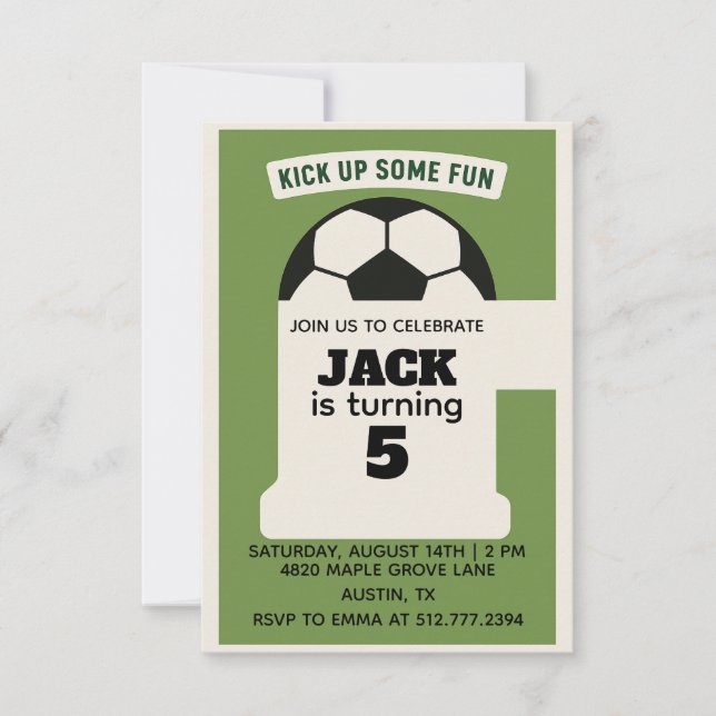 Boys Soccer Birthday - Green Theme Invitation (Front)