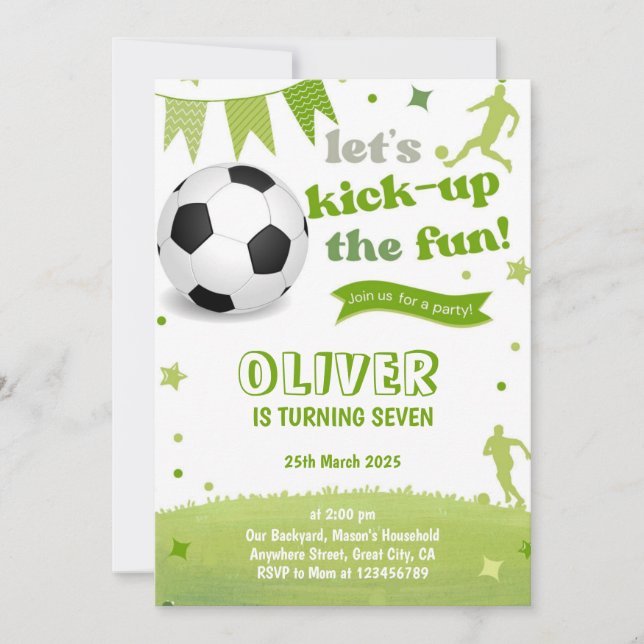 Boys Soccer Birthday Invitation Football Party (Front)