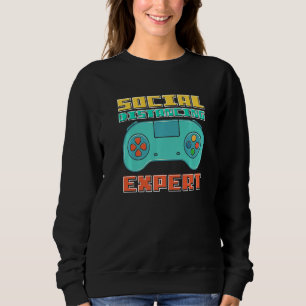 Boys Social Distancing Expert Gaming Vintage Video Sweatshirt
