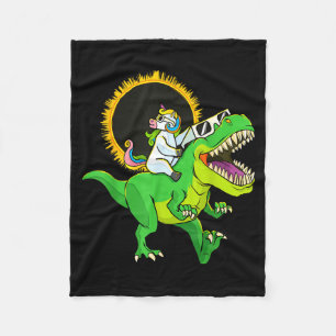 Boys Solar Eclipse Unicorn Riding Rex Fleece Blanket