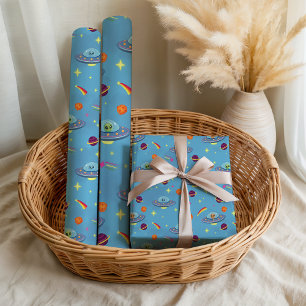 Boys Space Alien Out Of This World Birthday Wrapping Paper