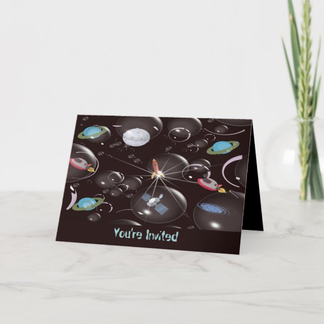 Boy's Space Birthday Invitation (Front)