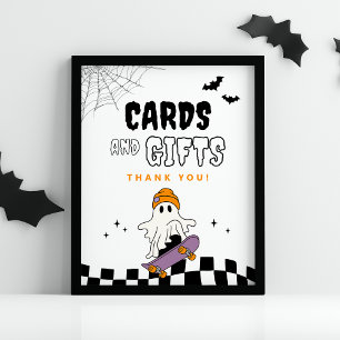 Boy's Spooky Halloween Birthday Cards & Gift Sign