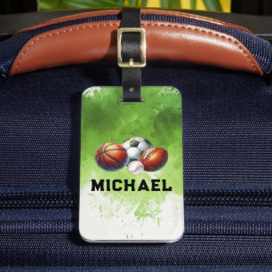 Boys Sports Balls School Bag Luggage Tag