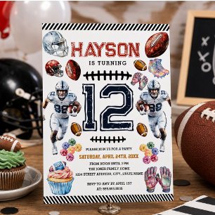 Boys Sports Football Birthday Party Invitation