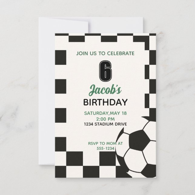 Boys Sports Soccer Birthday Party  Invitation (Front)