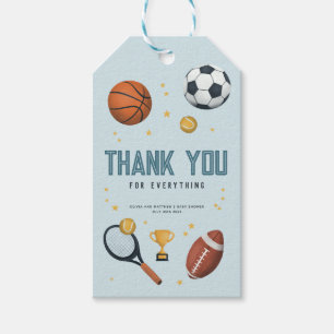 Boys Sports Thank You Baby Shower Favour Gift Tags