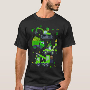 Boys St Patricks Day Crane Truck Construction Todd T-Shirt