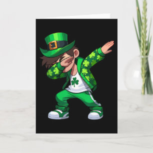 Boys St. Patricks Day Lucky Charm Dabbing Leprecha Card