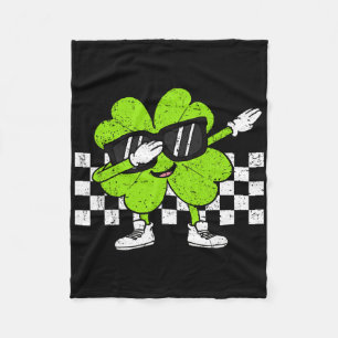 Boys St Patricks Day Toddler Lucky Dabbing Shamroc Fleece Blanket