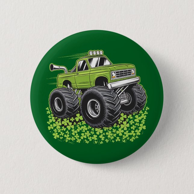Boys St Patricks Day Toddler Lucky Monster Truck  6 Cm Round Badge (Front)