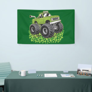 Boys St Patricks Day Toddler Lucky Monster Truck  Banner