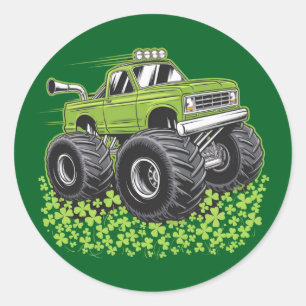 Boys St Patricks Day Toddler Lucky Monster Truck  Classic Round Sticker