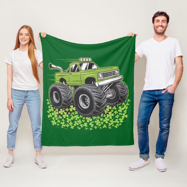 Boys St Patricks Day Toddler Lucky Monster Truck  Fleece Blanket (In Situ)