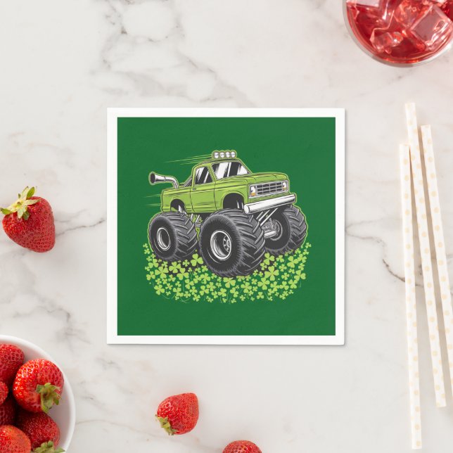 Boys St Patricks Day Toddler Lucky Monster Truck  Napkin (Insitu)