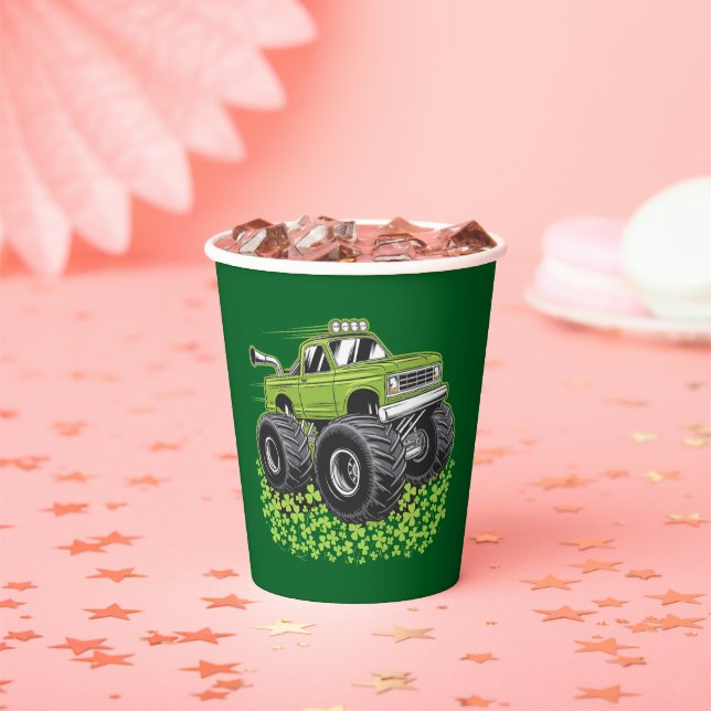 Boys St Patricks Day Toddler Lucky Monster Truck  Paper Cups (Insitu)