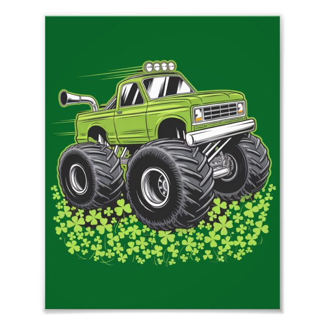 Boys St Patricks Day Toddler Lucky Monster Truck  Photo Print (Front)