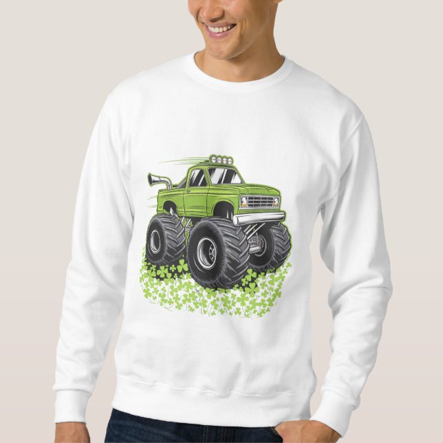 Boys St Patricks Day Toddler Lucky Monster Truck  Sweatshirt (Front)