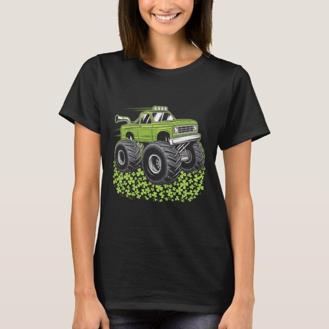 Boys St Patricks Day Toddler Lucky Monster Truck  T-Shirt (Front)