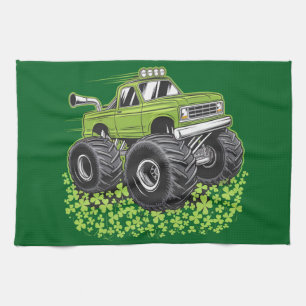 Boys St Patricks Day Toddler Lucky Monster Truck  Tea Towel