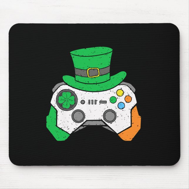 Boys St Patricks Day Video Game Controller Mens Ir Mouse Pad (Front)