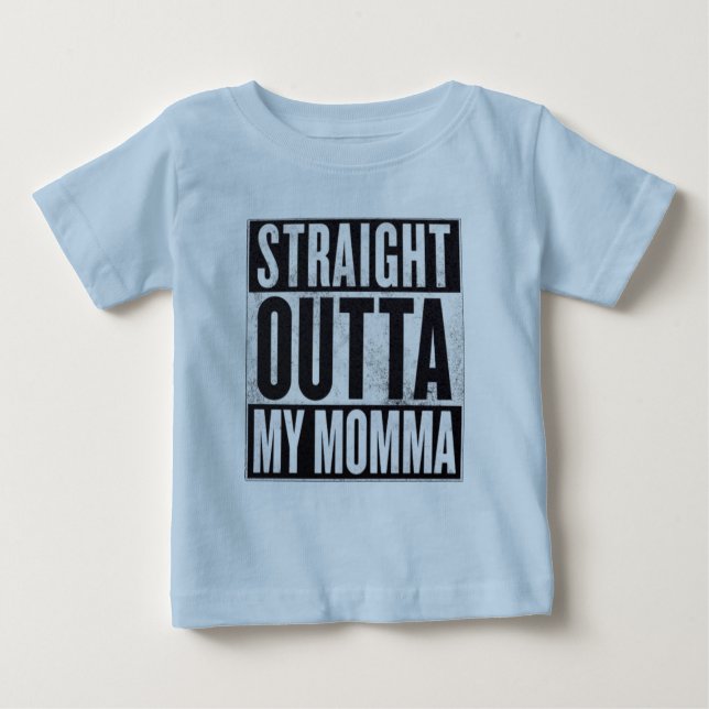 Boy's Straight Outta My Momma Funny Kid Tee (Front)