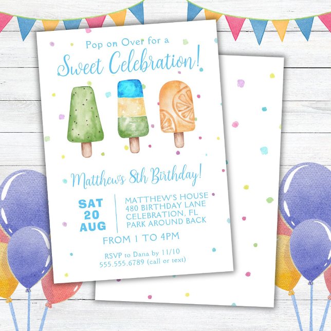 Boys Summer Popsicle Birthday Party Invitation (Creator Uploaded)