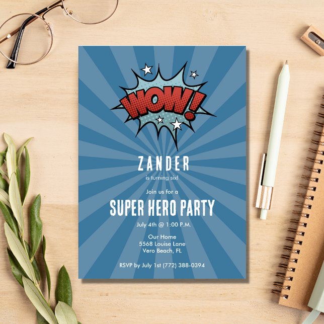 Boys Super Hero Comic Birthday Party Invitation (Creator Uploaded)
