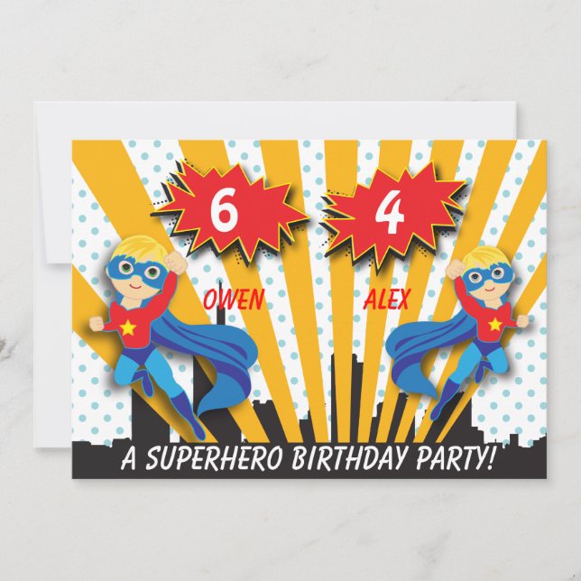 Boys Superhero Birthday Invitation (Front)
