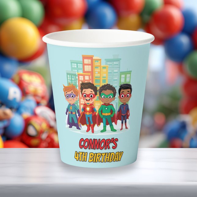 Boys Superhero Birthday Party Paper Cup (Creator Uploaded)