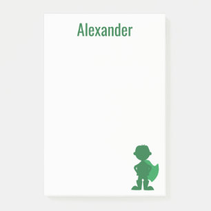 Boys Superhero Personalised Green Silhouette Post-it Notes