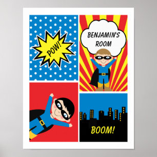 Boys Superhero Personalized Poster